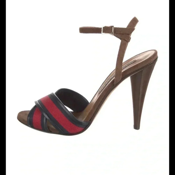 Veronica Beard OLYMPIA FABRIC/LEATHER ANKLE-WRAP SANDALS - Picture 3 of 7